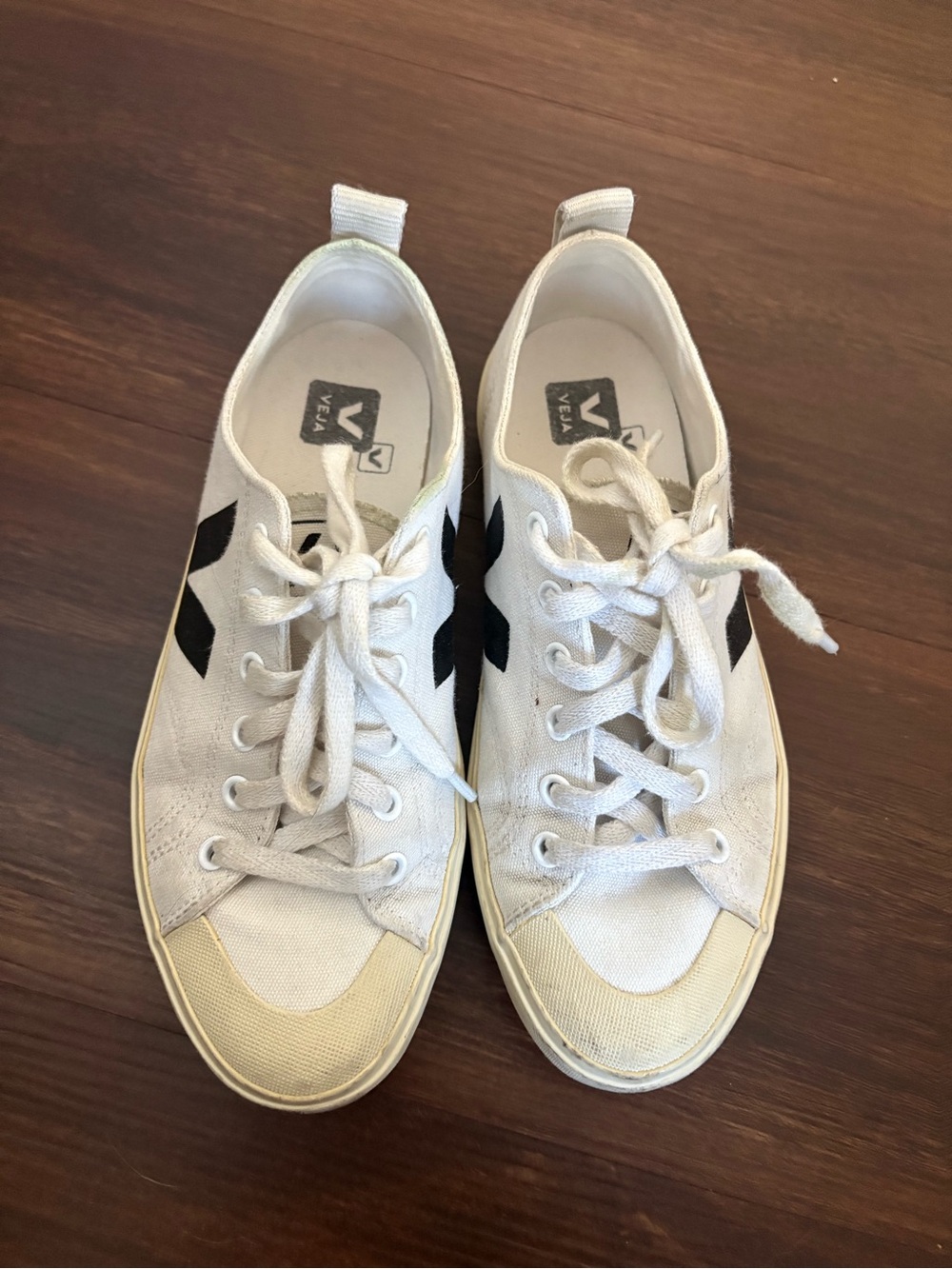 Veja Light Green and White Canvas Low-Top Sneakers